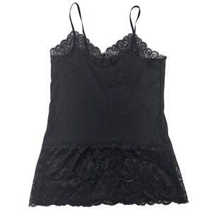 White House Black Market Lace Trim Camisole Women Small Black Stretch Top